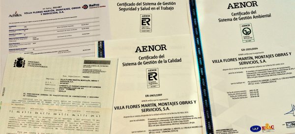 VFM, una de las primeras empresas certificadas por AENOR - Villa Flores Martín